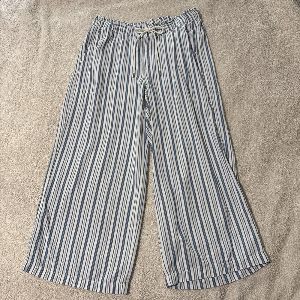 Loft L Boho Peasant Ruffle Waist Wide Leg Pants, EUC, Lightweight, Soft, Beach